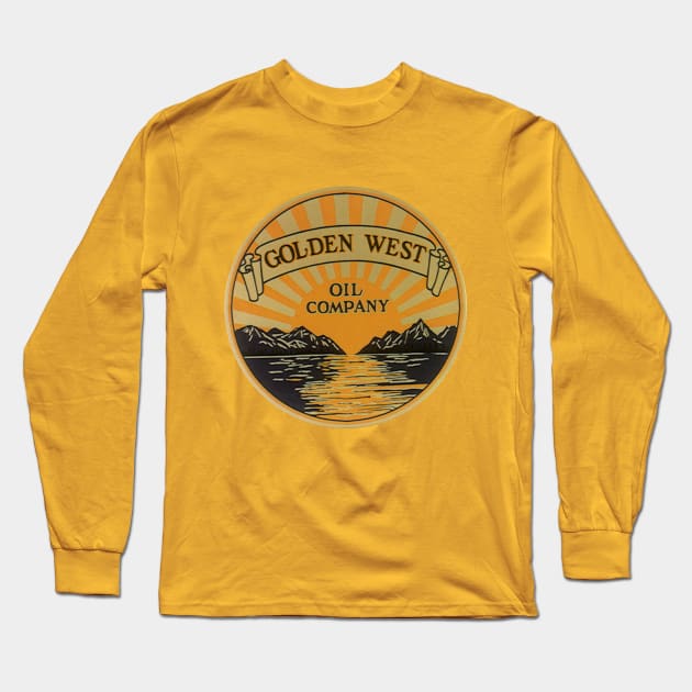 Vintage Golden West Oil Company Label Long Sleeve T-Shirt by MasterpieceCafe